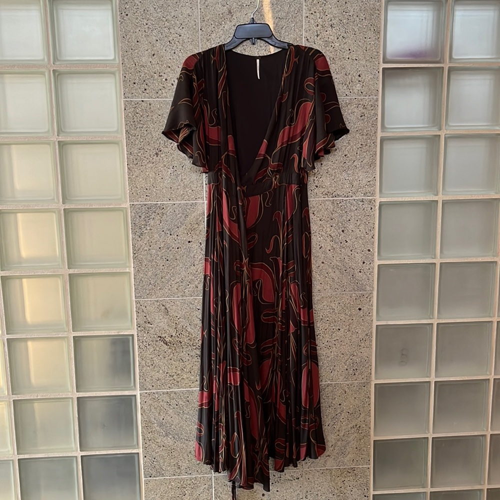 Free People Blue & Red Wrap Dress